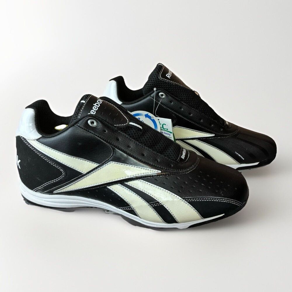 New Reebok Mens Black Baseball Cleat Sneakers Ortholite Size 14 No Laces